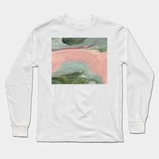 Abstract Oil Painting Herbal Green Pink Blush 1c14 Long Sleeve T-Shirt